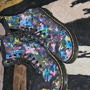 Dr. Marten's 1460 Pascal rainbow foil paint splatter